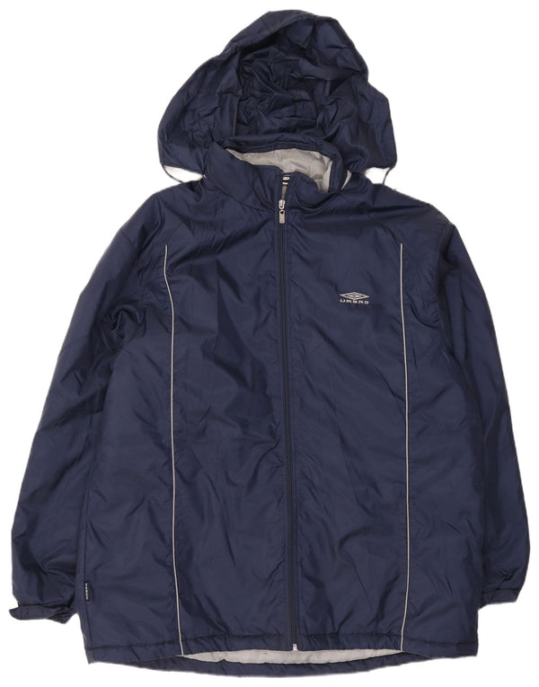 Umbro Chaqueta cortavientos con capucha gráfica para hombre UK 42 XL Nylon azul marino