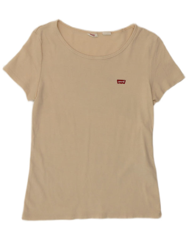 LEVI'S Camiseta corta para mujer UK 12 Algodón beige medio