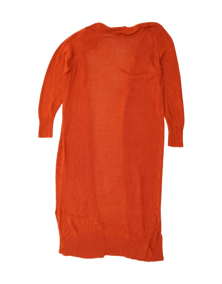 Zara Mujer Longline Open Cardigan Suéter UK 44 Medio Naranja Viscosa