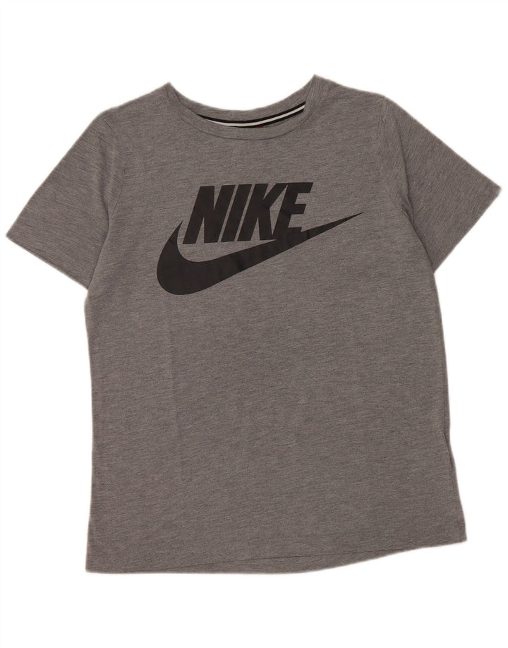NIKE Camiseta gráfica para mujer Top UK 10 Small Grey Poliéster