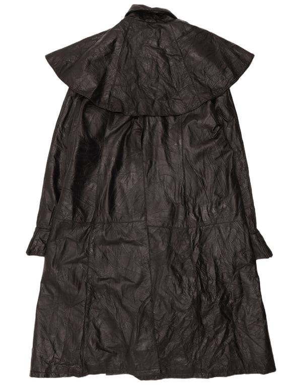 Vintage hombres cuero Capelet abrigo Reino Unido 44 2XL cuero negro