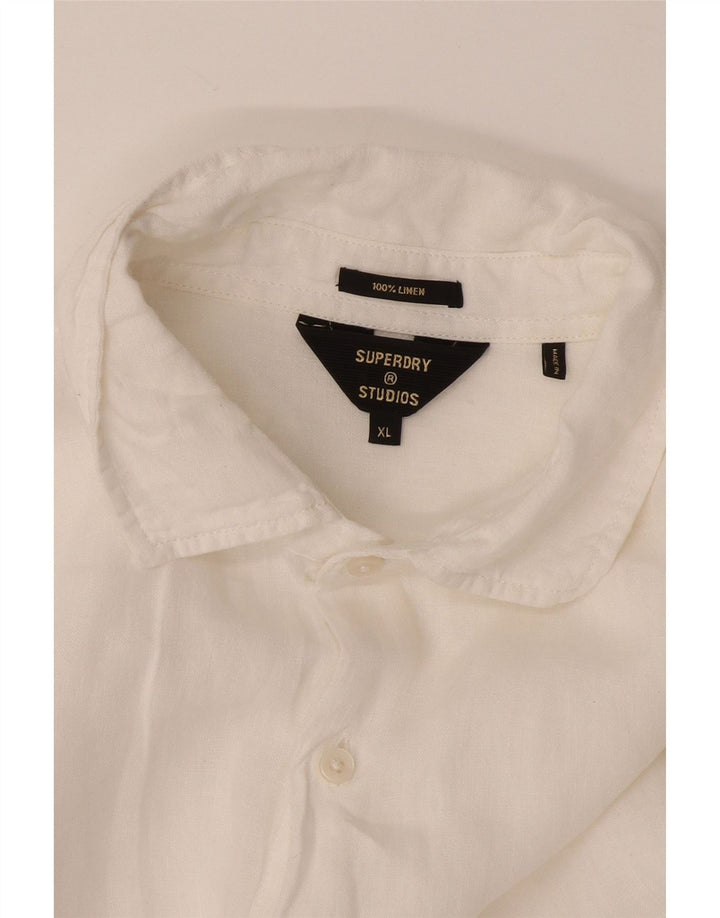 Camisa Superdry Hombre XL Lino Blanco
