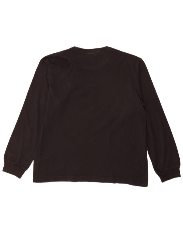Champion Hombres Top Manga Larga Grande Algodón Negro