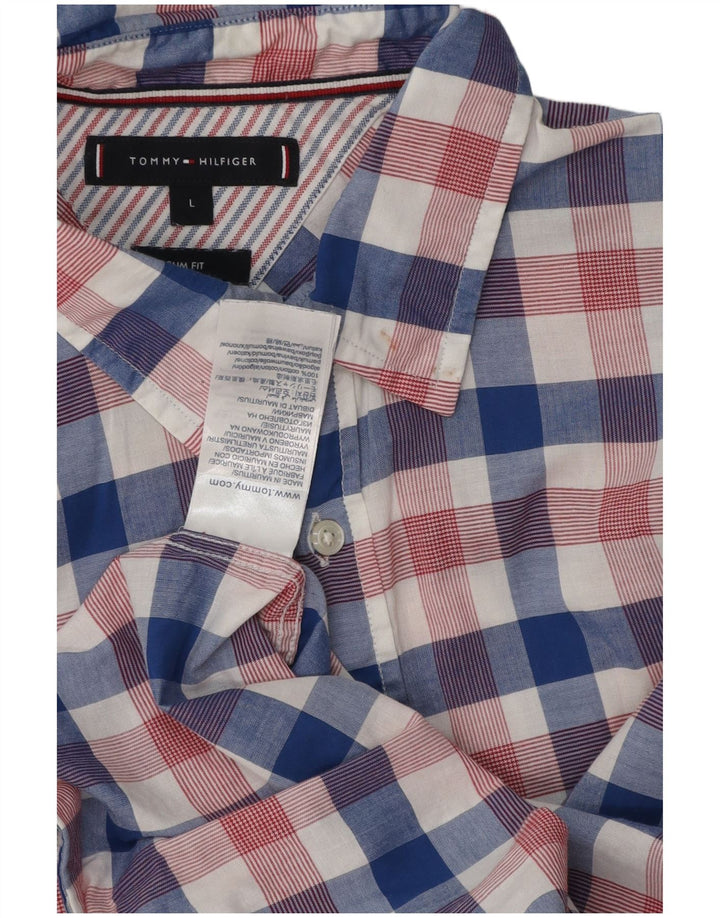Camisa Tommy Hilfiger Slim Fit de algodón a cuadros multicolores grandes para hombre