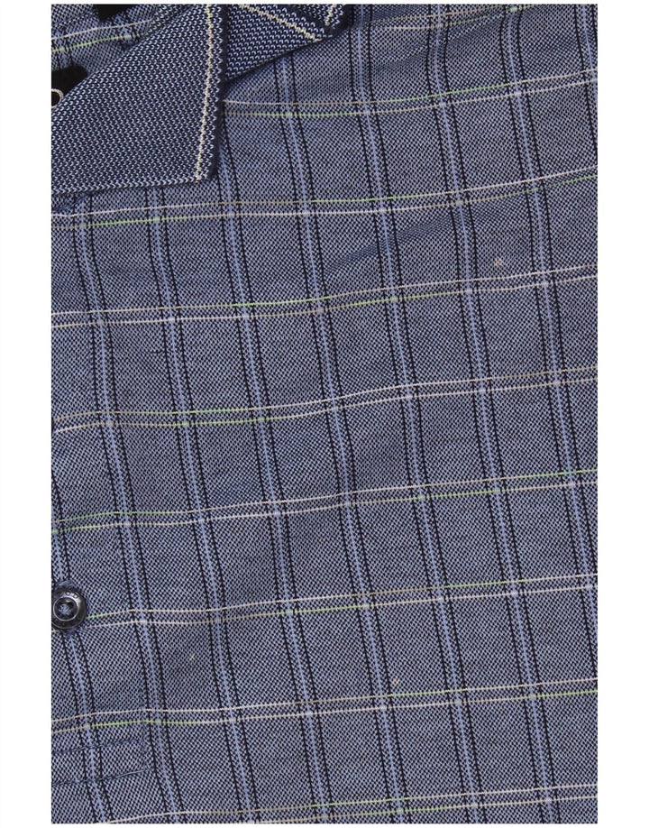 IZOD Polo para hombre de algodón a cuadros azules grandes