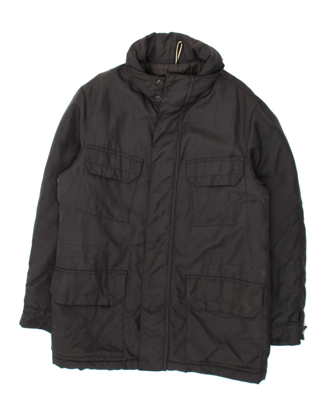 TRUSSARDI Mens Windbreaker Coat IT 48 Medium Black Polyamide Vintage Trussardi and Second-Hand Trussardi from Messina Hembry 