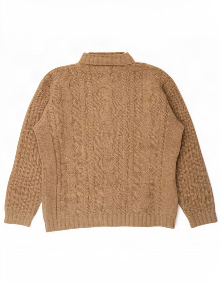 Ciao - Jersey con cuello alto para hombre, acrílico marrón grande