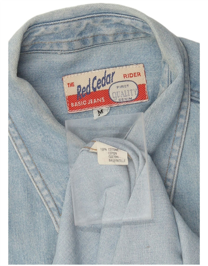 Camisa vaquera vintage para hombre Algodón azul medio