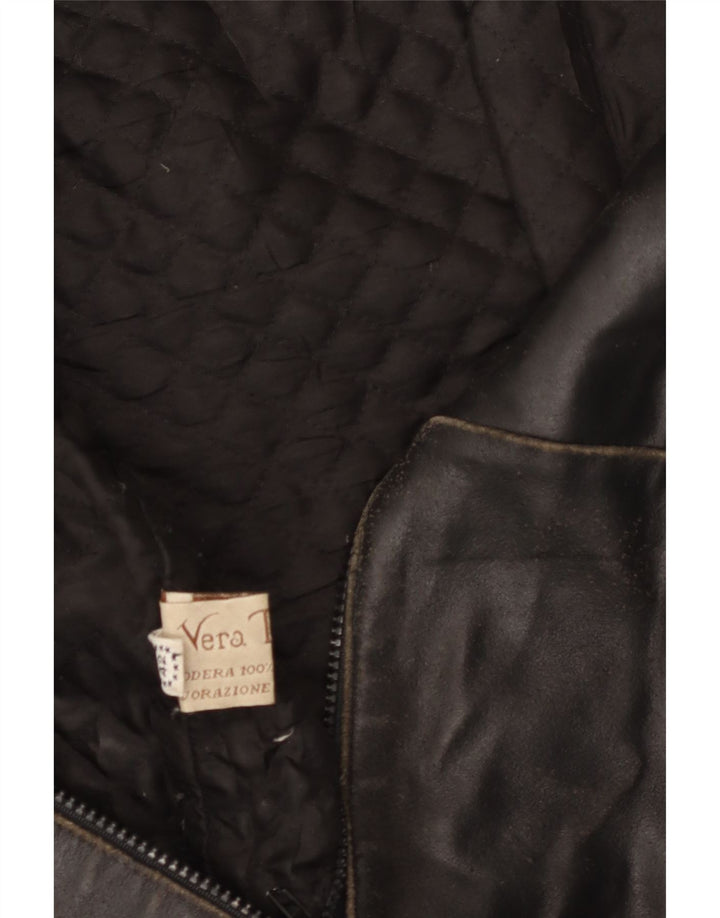 VINTAGE Chaqueta de cuero para mujer IT 42 Cuero negro medio