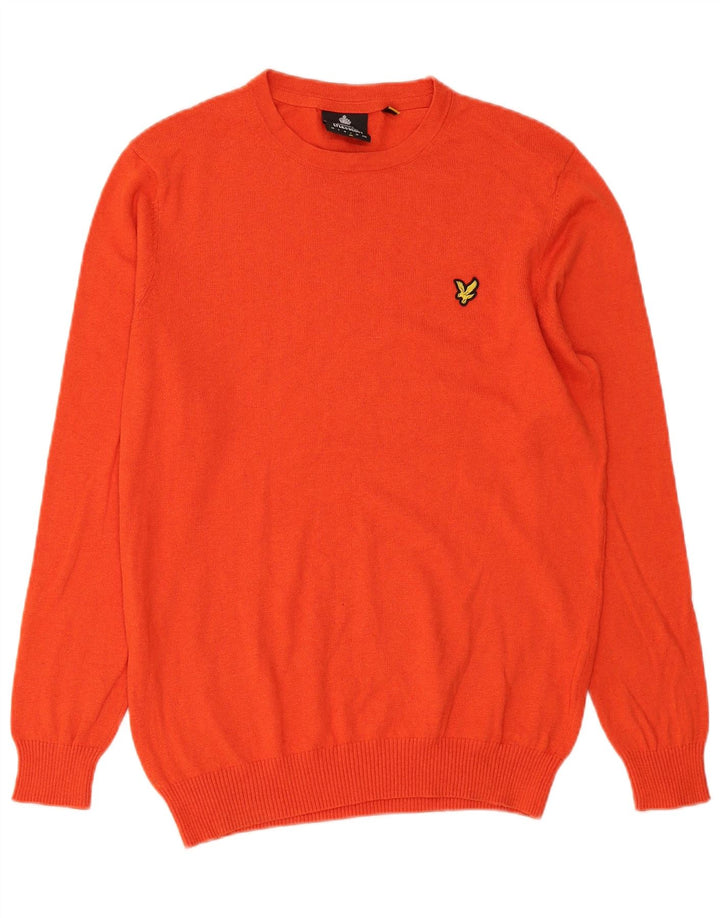 Lyle & Scott Jersey de cuello redondo para hombre, talla grande, algodón rojo