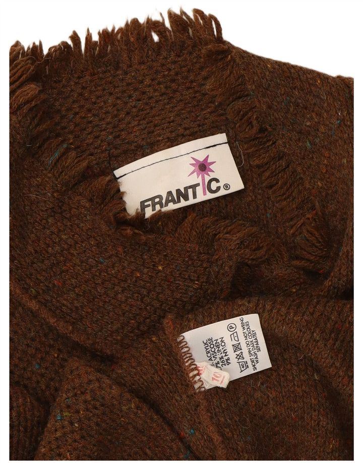 FRANTIC Womens Oversized Cardigan Sweater UK 10 Small Brown Flecked
