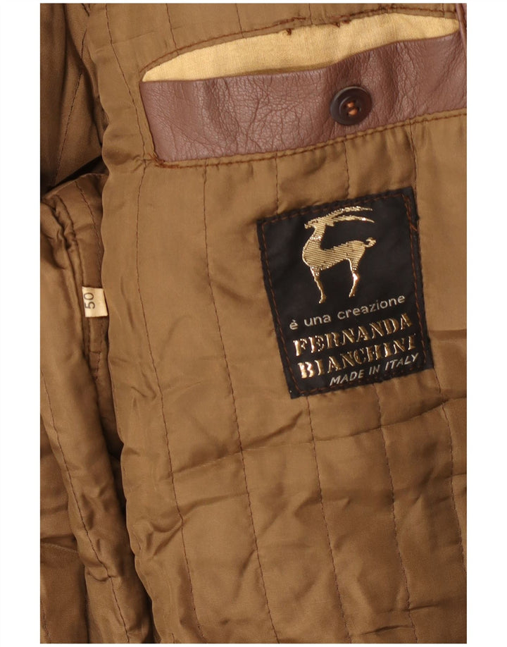 Chaqueta de cuero vintage para mujer IT 50 XL Marrón