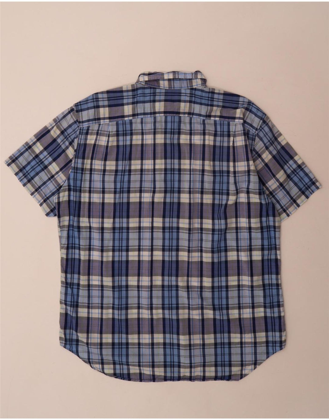 Nautica Camisa de manga corta para hombre de algodón a cuadros azules grandes