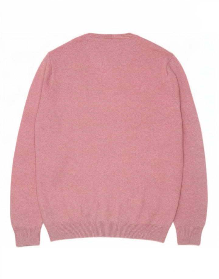 Marks & Spencer Jersey de cuello redondo y corte regular para hombre, talla grande, algodón rosa