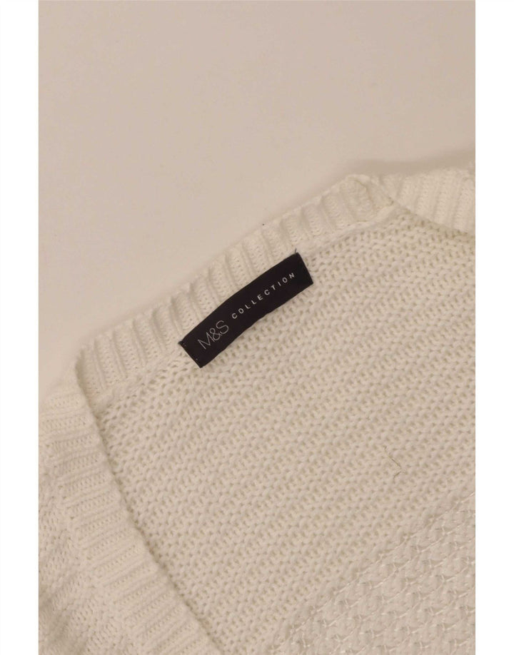 Marks & Spencer Suéter tipo cárdigan abierto para mujer UK 8 Small Blanco