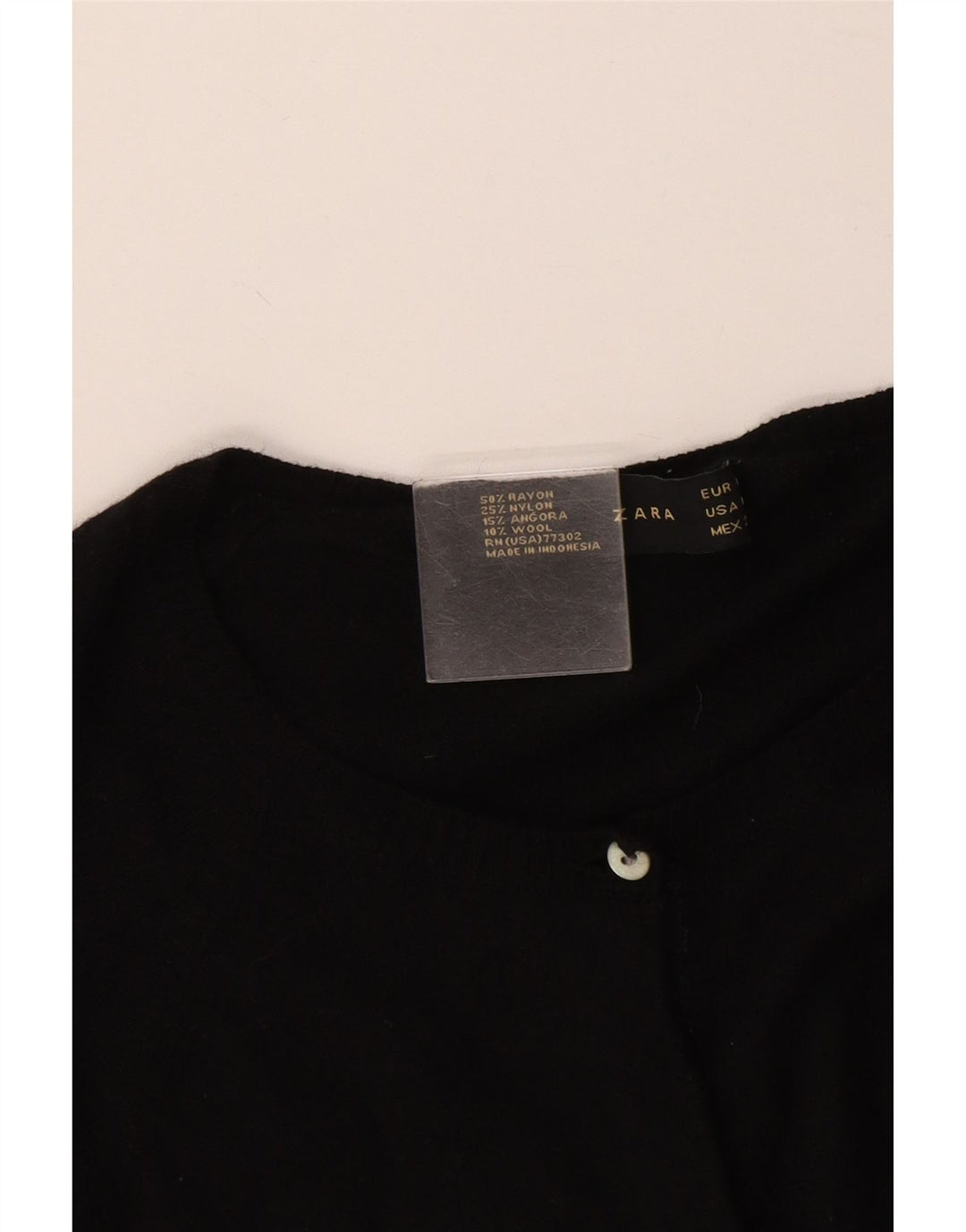 Zara Mujer Cárdigan Suéter UK 12 Medium Rayón Negro