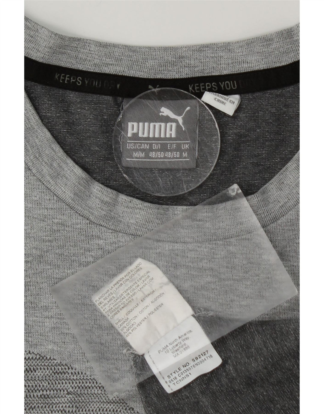PUMA Camiseta gráfica para hombre Top de algodón gris medio