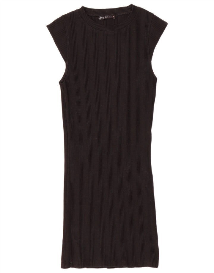 Zara Vestido recto para mujer UK 8 Small Algodón negro
