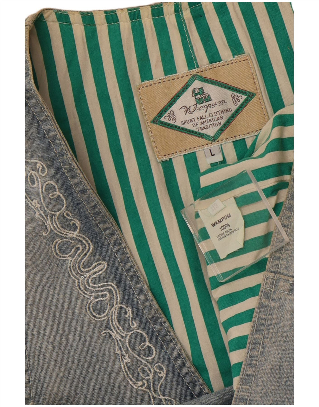 WAMPUM Chaleco para mujer UK 46 Grande Algodón azul