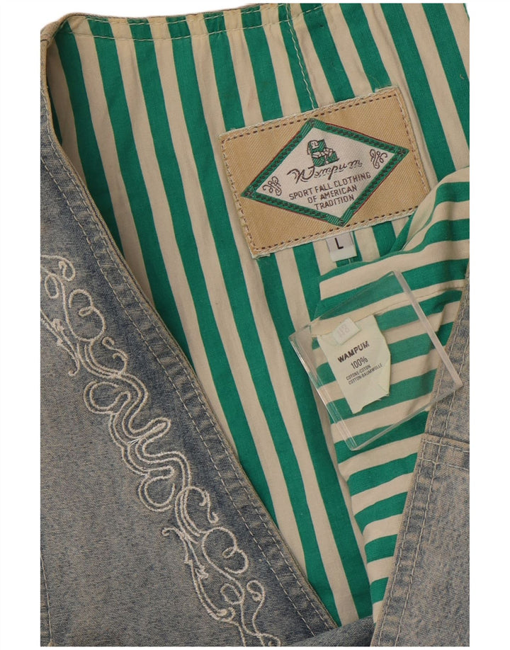 WAMPUM Chaleco para mujer UK 46 Grande Algodón azul