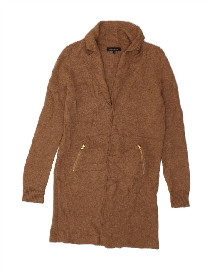 JAEGER Womens Longline Cardigan Sweater UK 10 Small Brown Viscose Vintage Jaeger and Second-Hand Jaeger from Messina Hembry 