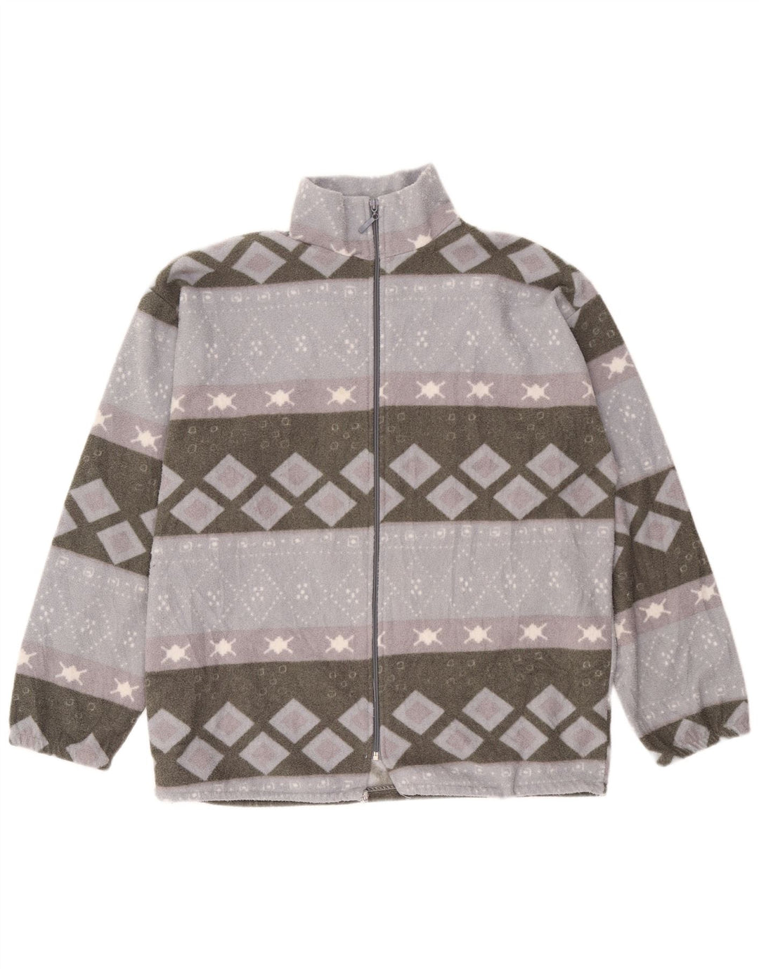 VINTAGE Chaqueta polar para hombre Reino Unido 40 Gris grande Geométrico