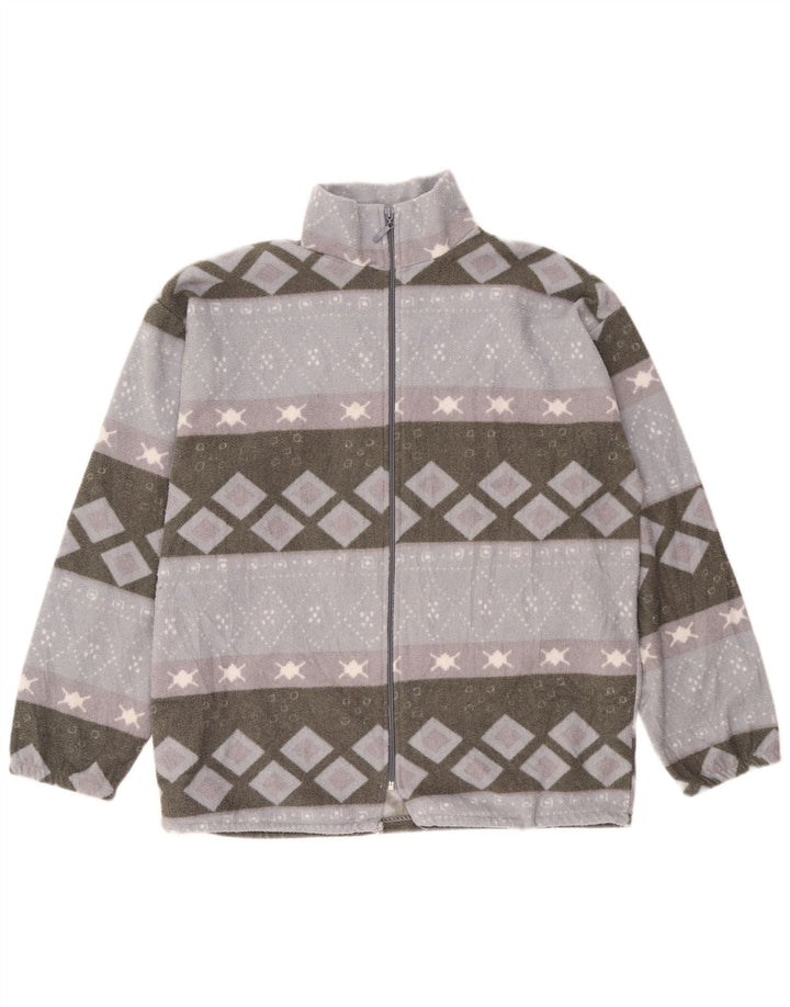 VINTAGE Chaqueta polar para hombre Reino Unido 40 Gris grande Geométrico