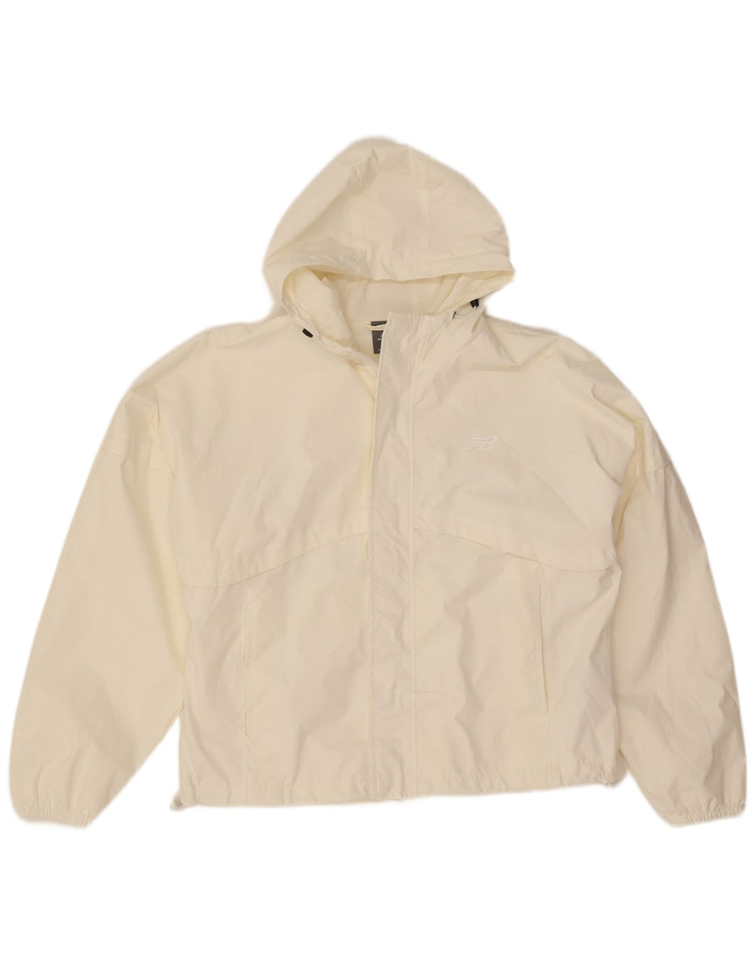 New Balance Chaqueta cortavientos con capucha de gran tamaño para mujer UK 14 Medium White