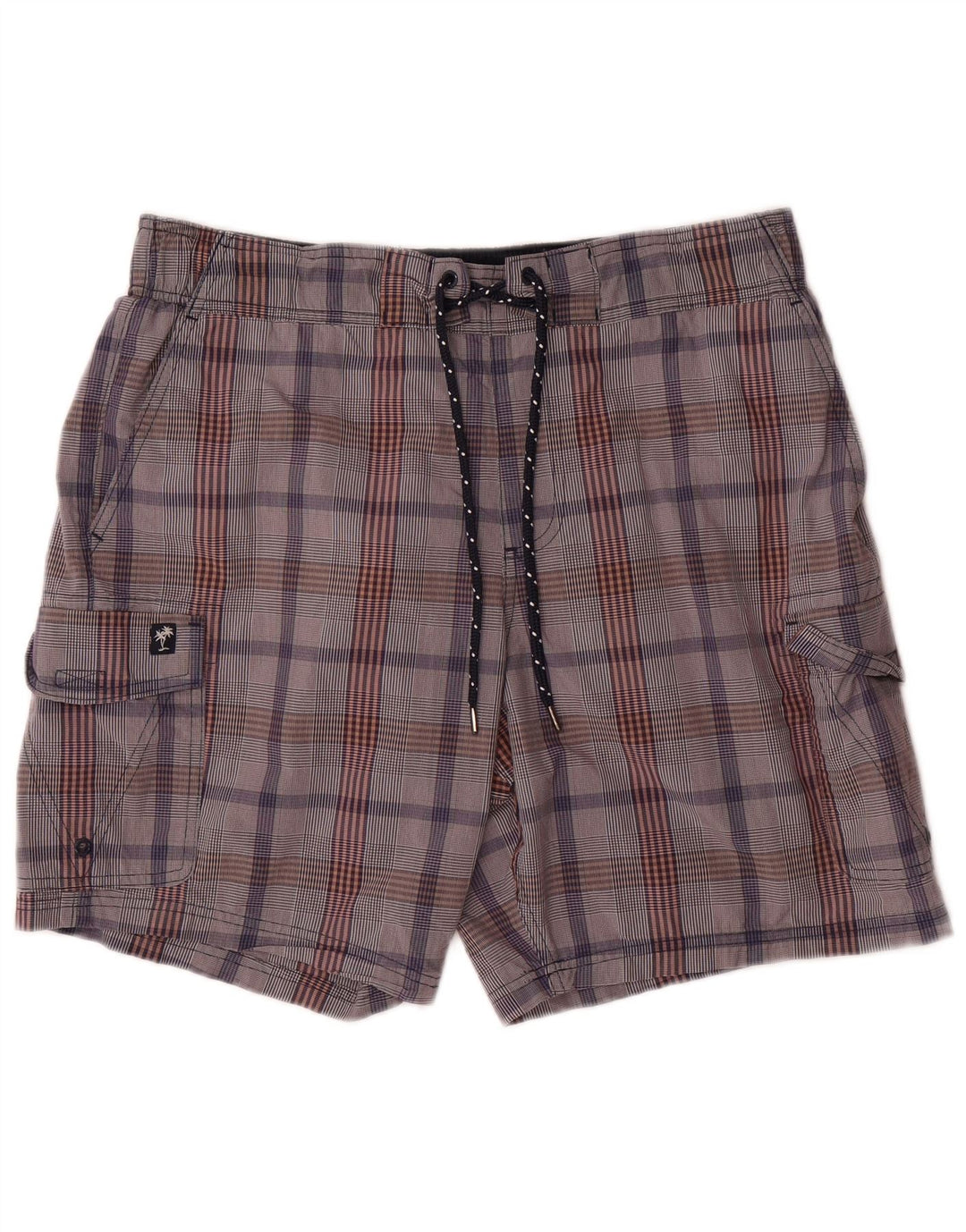 Marks & Spencer Bañador tipo cargo para hombre, talla grande, algodón a cuadros grises