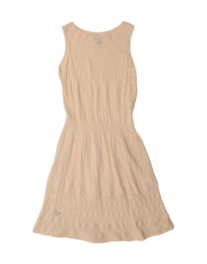 RALPH LAUREN Womens Sleeveless Jumper Dress UK 14 Large Off White Cotton Vintage Ralph Lauren and Second-Hand Ralph Lauren from Messina Hembry 