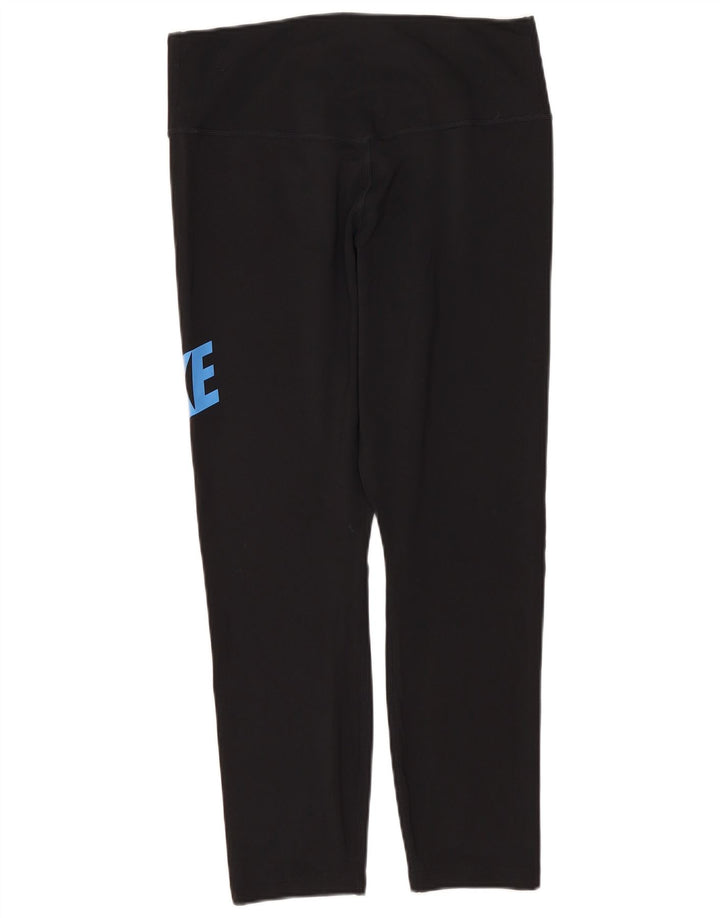 Nike Dri Fit Graphic Capri Leggings para mujer UK 12 Mediano Negro Poliéster