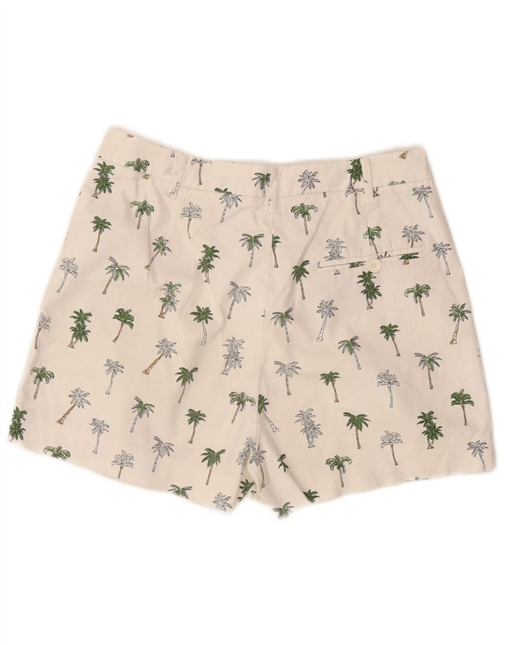 Zara Mujer Pantalones Cortos Chinos Medianos W28 Algodón Floral Blanco