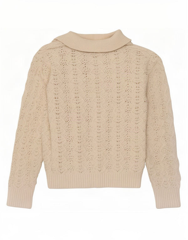 Marks & Spencer Jersey con Cuello de Polo para Mujer UK 10 Small Beige Cotton