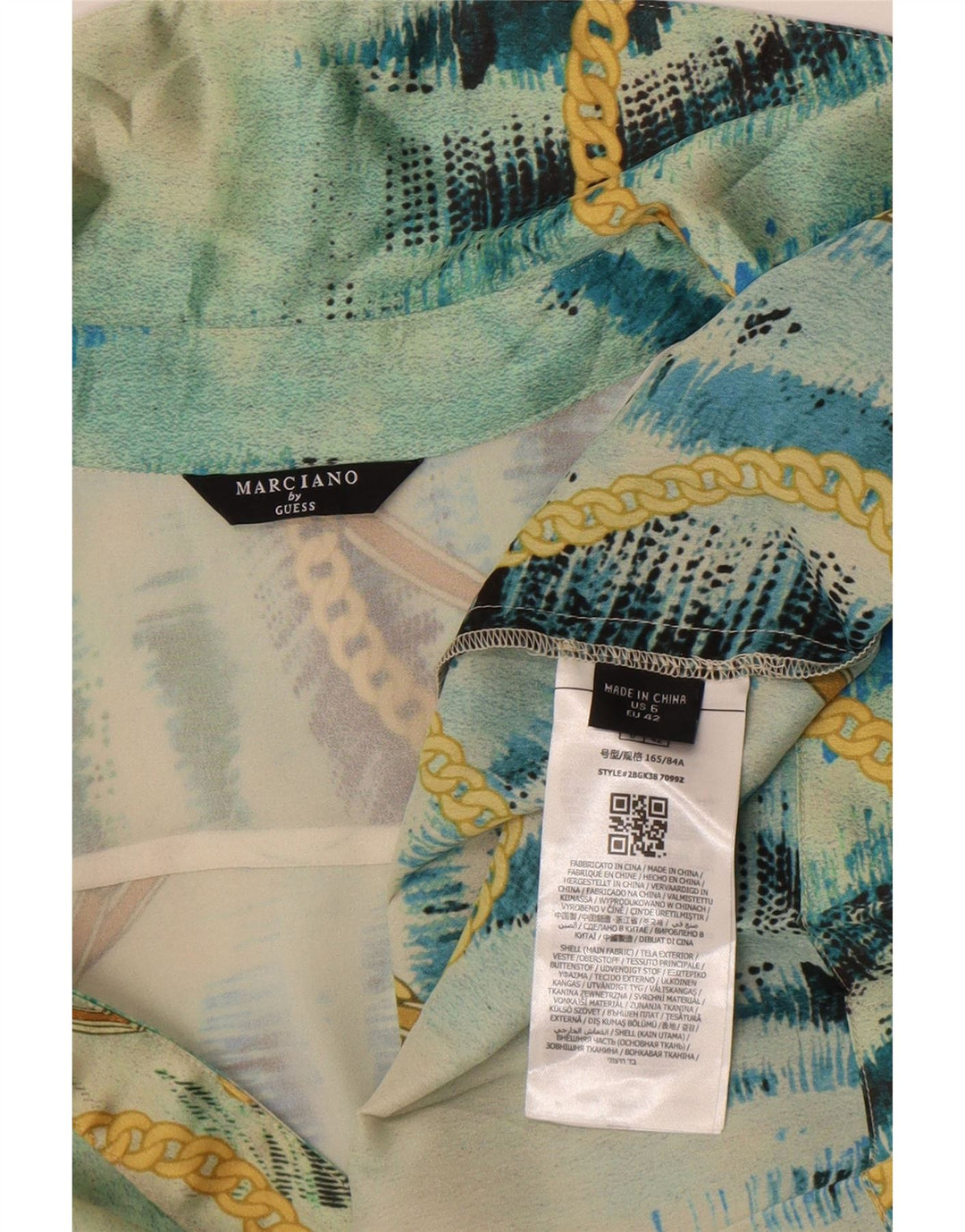 Guess By Marciano Vestido de línea A con patrón abstracto para mujer US 6 Azul medio