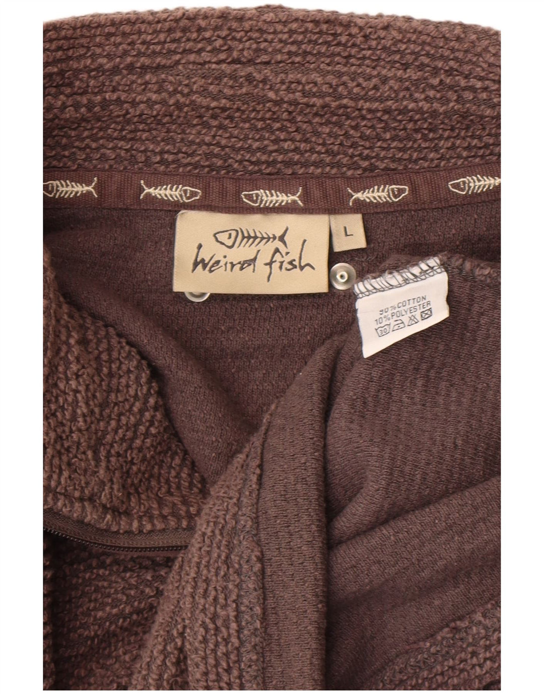 WEIRD FISH Sudadera con Cuello y Cremallera para Hombre Jersey Grande de algodón marrón