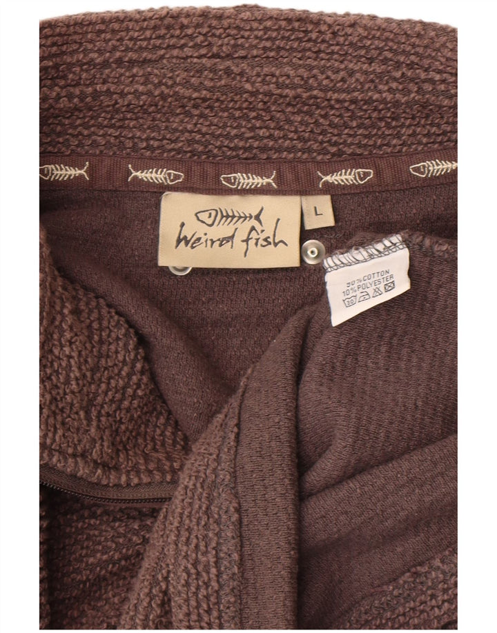 WEIRD FISH Sudadera con Cuello y Cremallera para Hombre Jersey Grande de algodón marrón