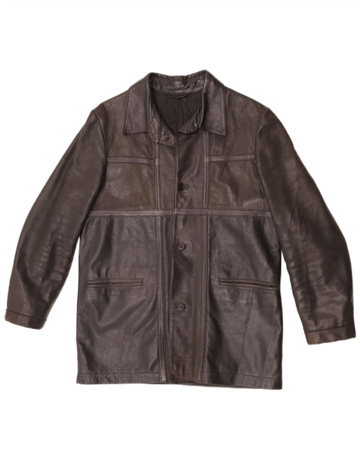 Vintage hombres chaqueta de cuero Reino Unido 36 pequeño marrón