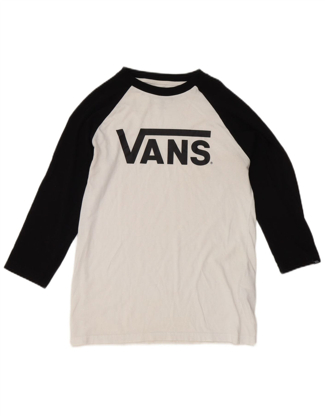 Vans Camiseta gráfica para niños, manga 3/4, 12-13 años, grande, color blanco