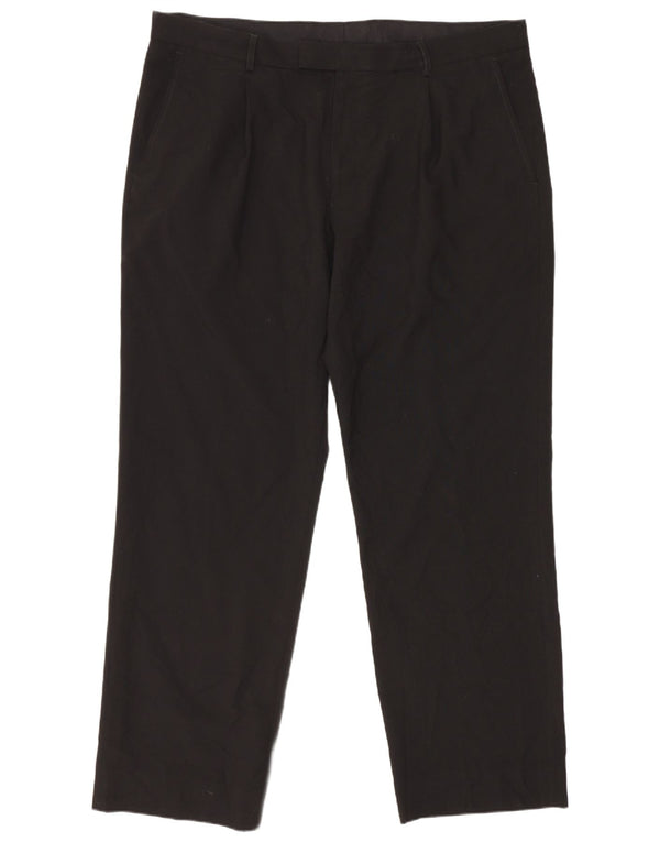 Marks & Spencer Pantalón de traje recto para hombre W39 L31 Poliéster negro