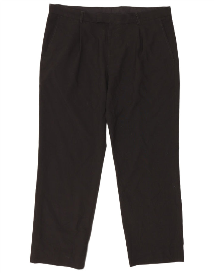 Marks & Spencer Pantalón de traje recto para hombre W39 L31 Poliéster negro