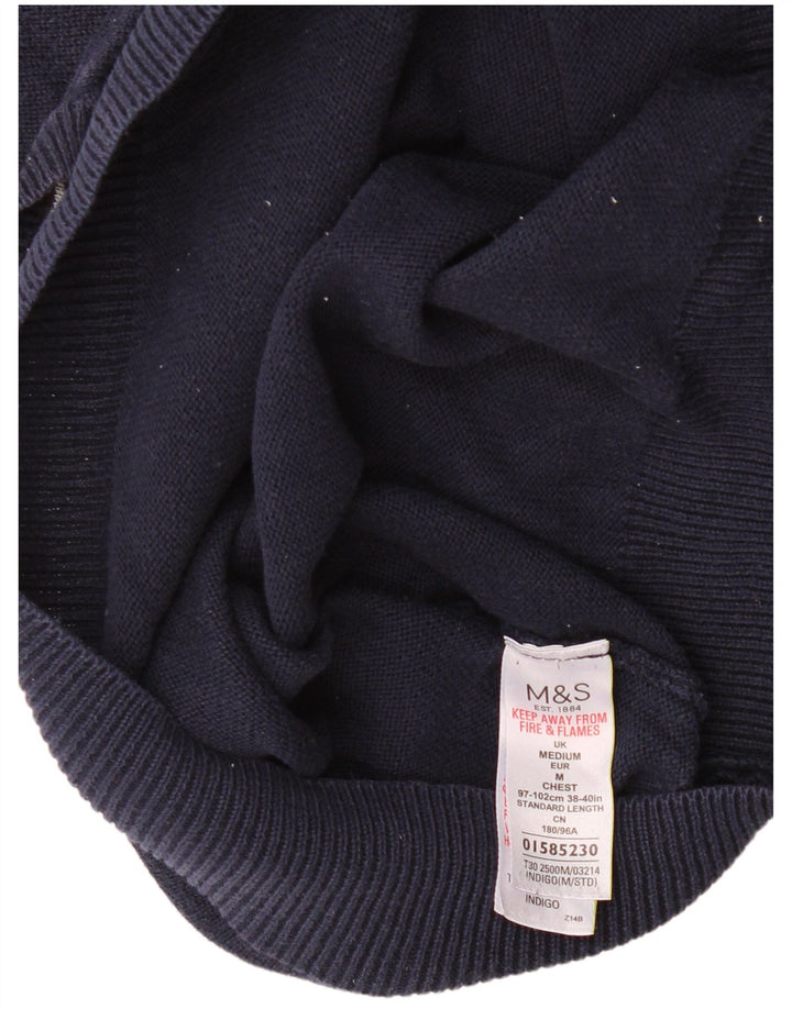 Marks & Spencer Suéter con Cuello en V para Hombre Algodón Azul Marino Mediano