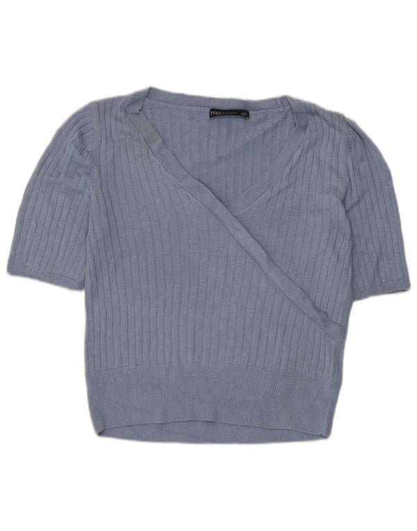 Marks & Spencer Blusa corta para mujer UK 42 Viscosa azul medio