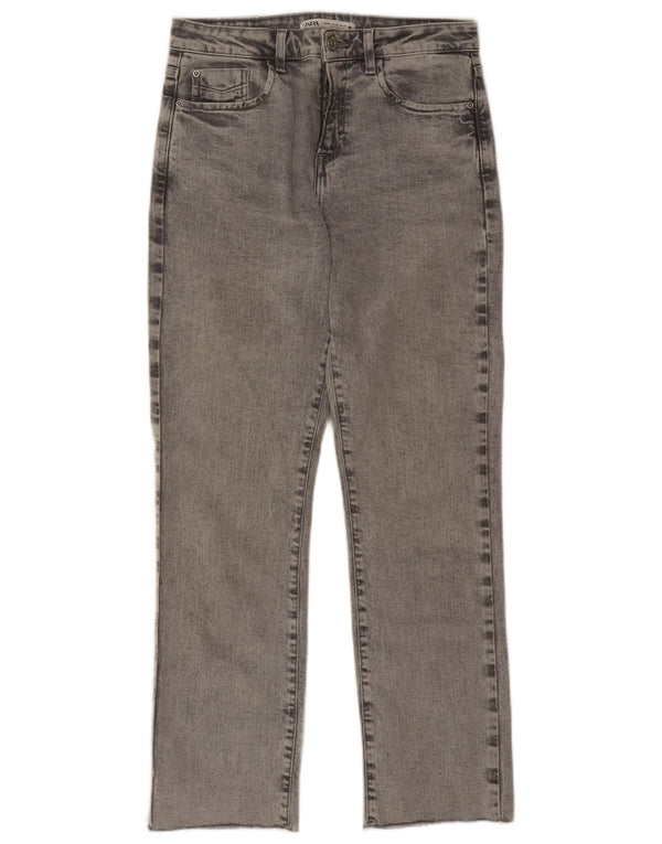 Zara Vaqueros Rectos Mujer EU 36 XS W26 L27 Algodón Gris