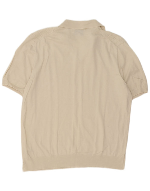 Marks & Spencer Jersey de Manga Corta con Cuello Polo para Hombre XL Algodón Beige