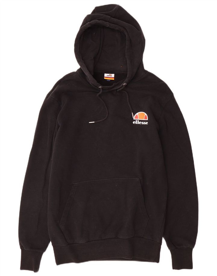 ELLESSE Hombre Sudadera con Capucha Gráfica Jersey Mediano Algodón Negro