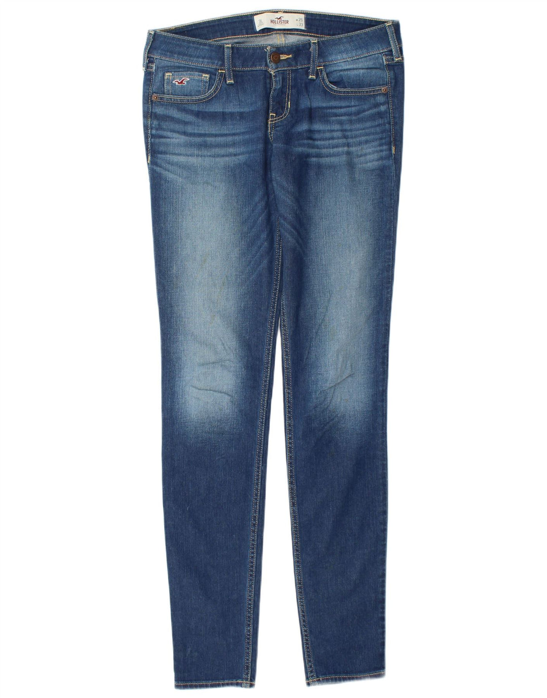HOLLISTER Jeans largos ajustados para mujer US 3 XS W26 L33 Algodón azul