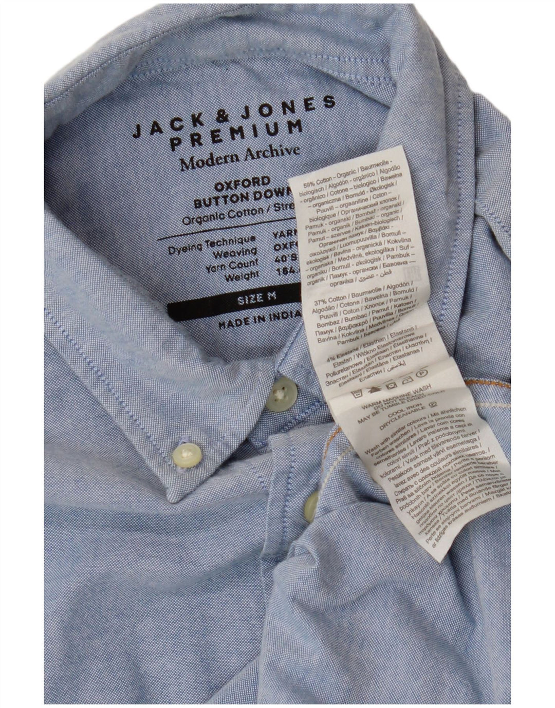 Camisa Jack & Jones Hombre Azul Medio Algodón