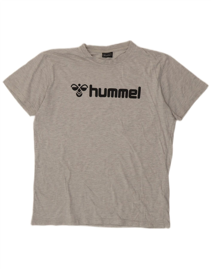 Hummel - Camiseta gráfica para hombre, talla grande, algodón gris
