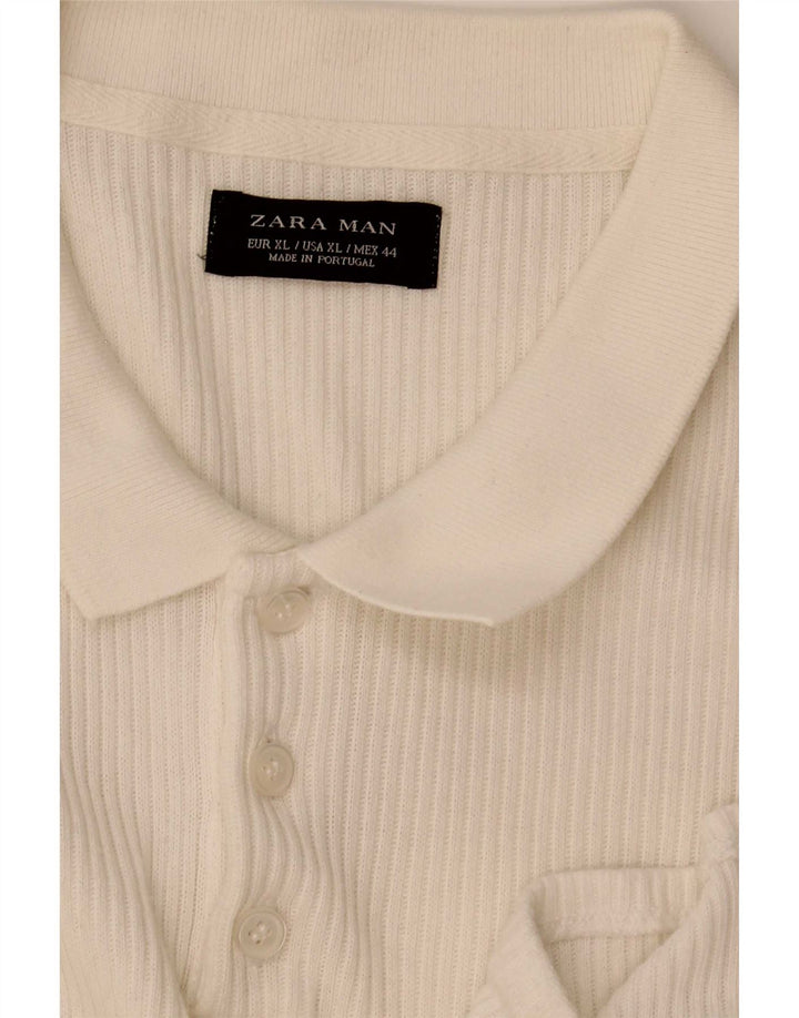 Polo Zara Hombre XL Blanco