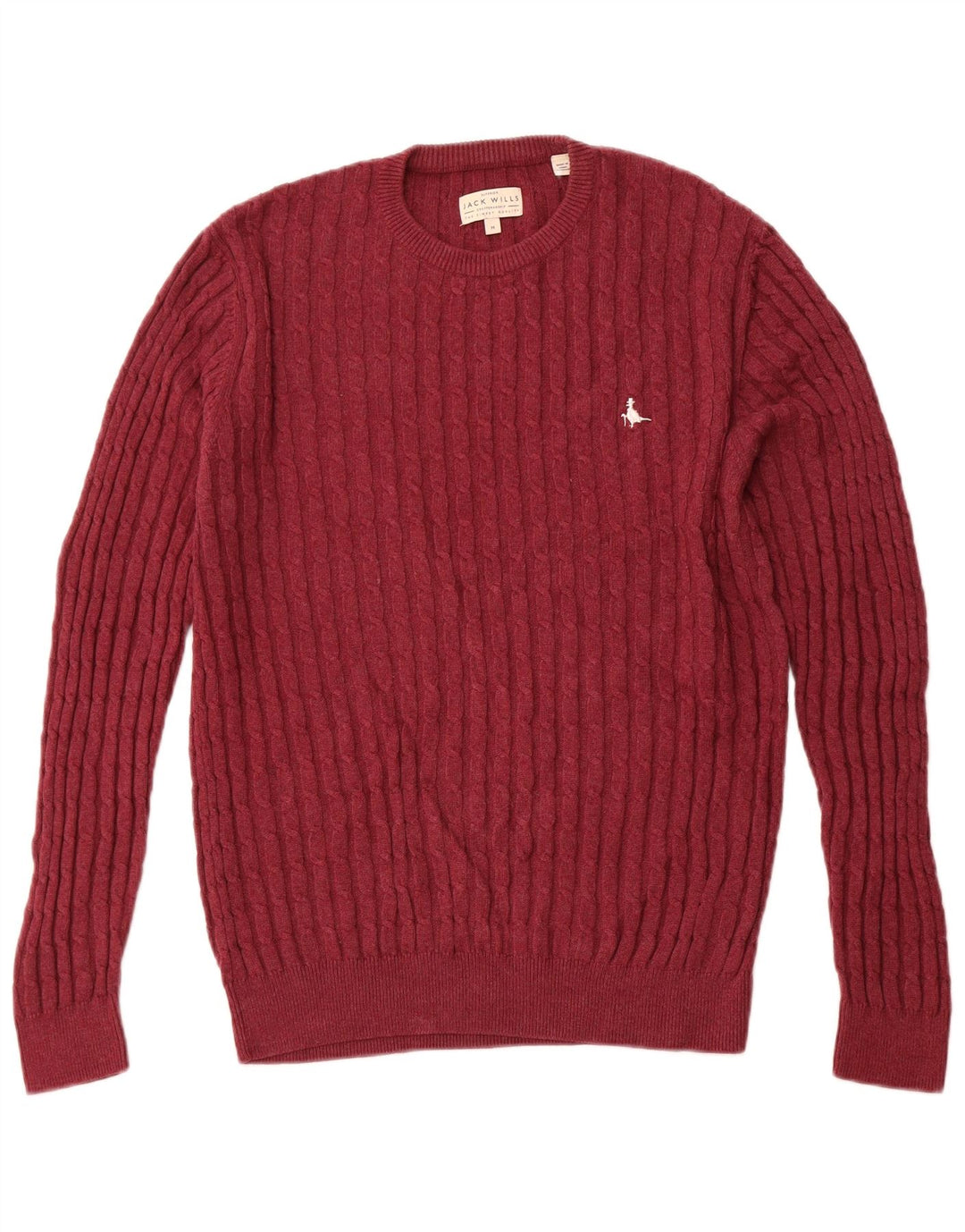 JACK WILLS Jersey de cuello redondo para hombre de algodón granate medio